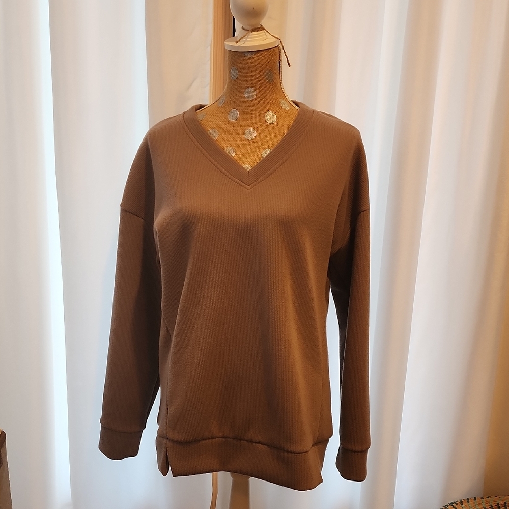 Marc New York Women's V-Neck Brown Sweater